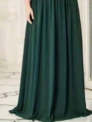 Colorblock Sequin Half Sleeve V Neck Maxi Wedding Dress
