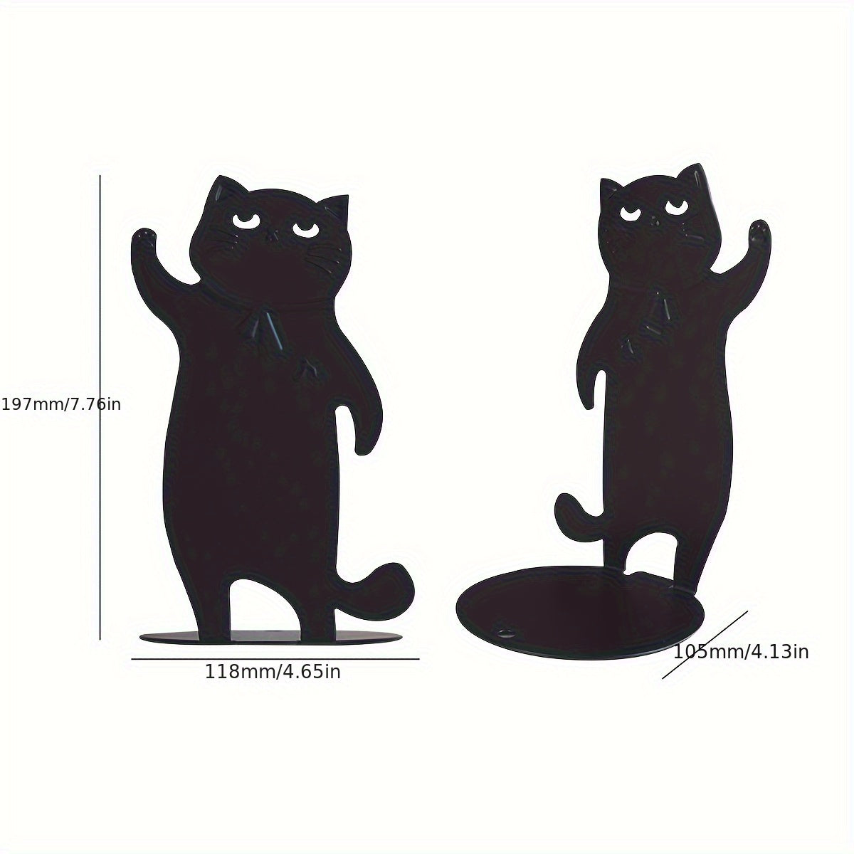 2pcs Cat Shape Music Animal Bookshelf Metal Bookend