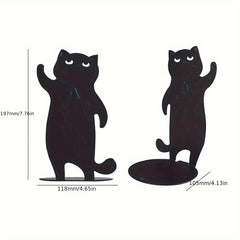 2pcs Cat Shape Music Animal Bookshelf Metal Bookend