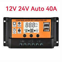 100A 50A 40A 30A 20A 10A 12V 24V Auto Solar Charge Controller LCD Display