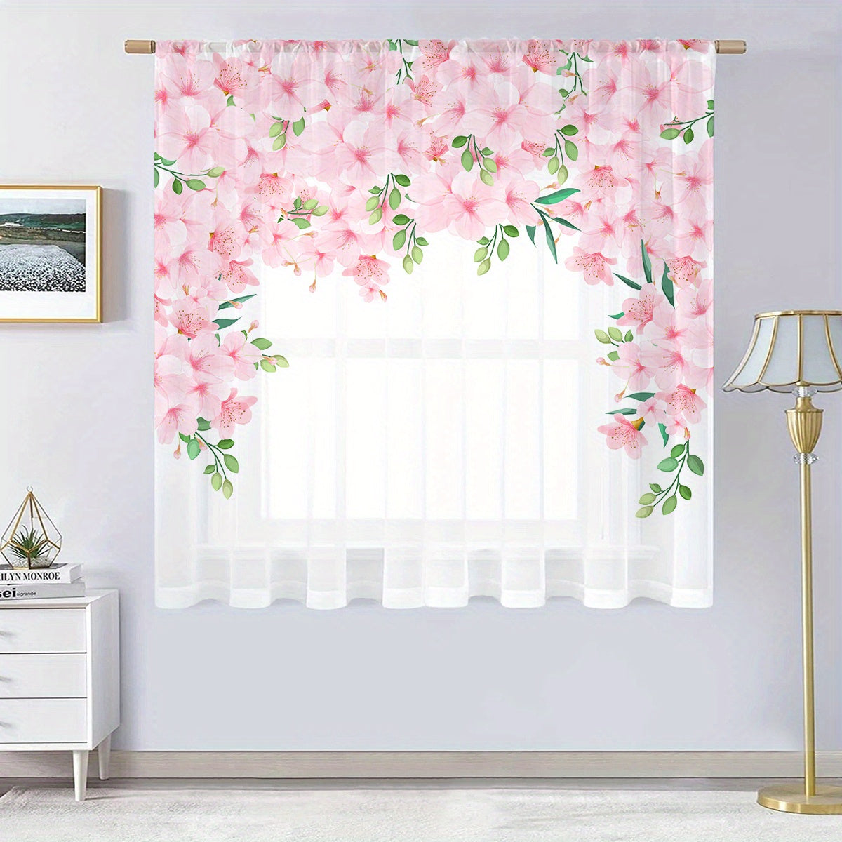 Chic Pink Flower Sheer Curtain: Refresh Your Space