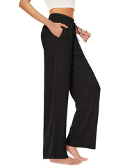 Elastic Waist Yoga Pants Loose Fit High Stretch Sporty Pants