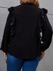 Polka Dot Ruffle Trim Shirt