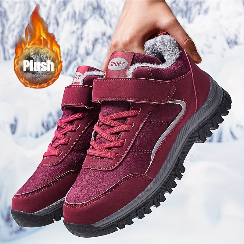 Plush Lined Snow Boots Wear Resistant Thermal Hiking Shoes