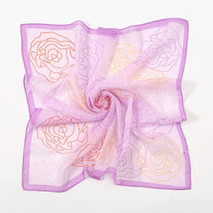 Chiffon Floral Print Scarf Silk Bandana Shawl Neckerchief Head Wrap