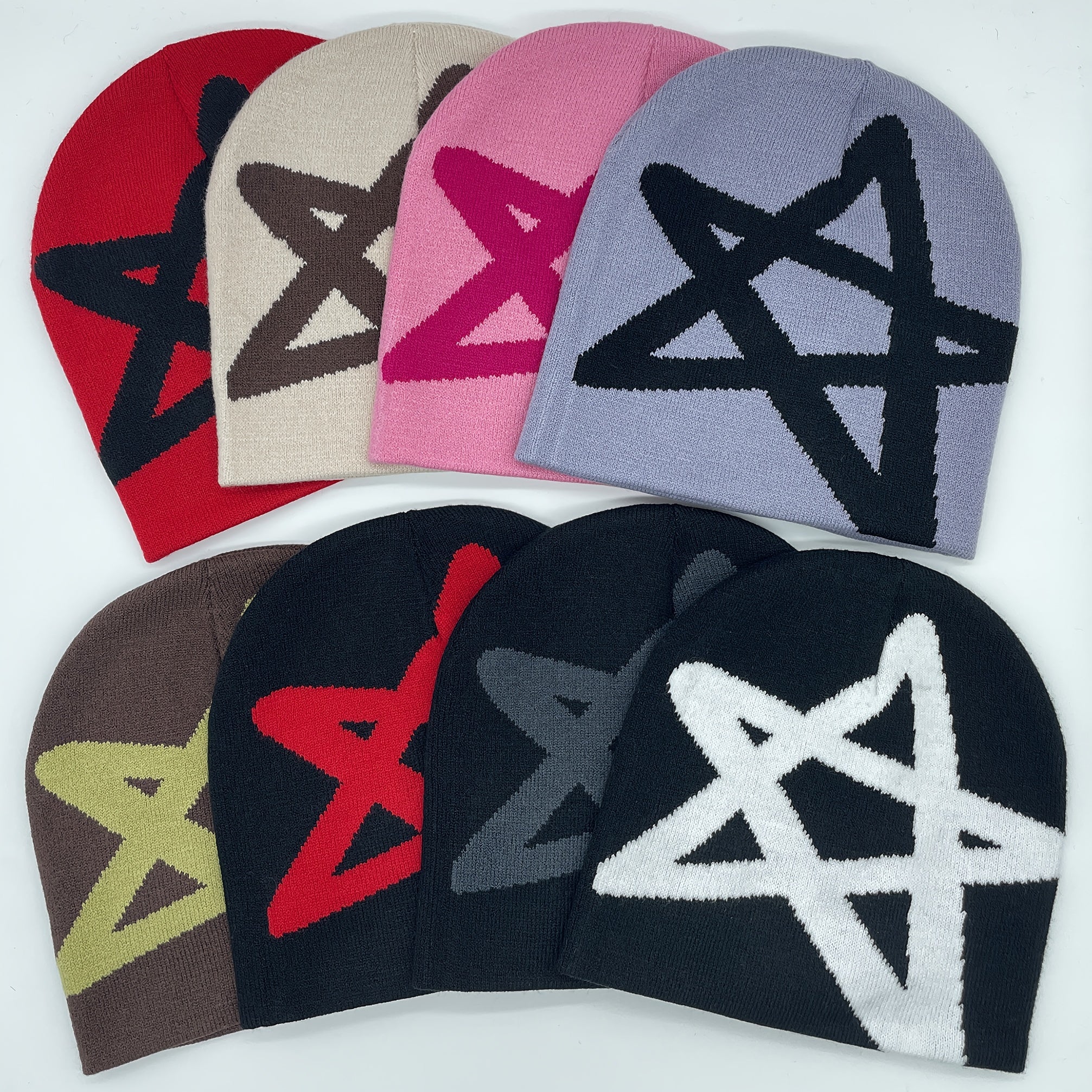 Y2K Knitted Hat Pentagram Winter Outdoor Sports Hat