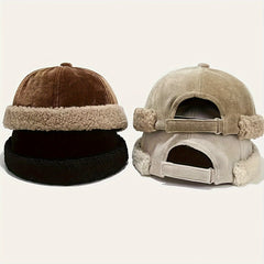 Winter Retro Cotton Warm Brimless Cap Men Women