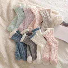 8 Pairs Fuzzy Floor Socks Comfy & Warm Mid Tube Socks Women's