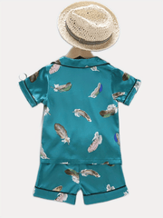 Toddler Girls Feather Graphic Pajama Set Short Sleeve Top & Shorts Sleepwear