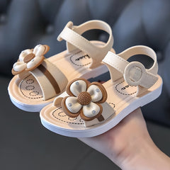 JIAGEYA Girl's Sandals Flower Pattern Comfy Casual Shoes