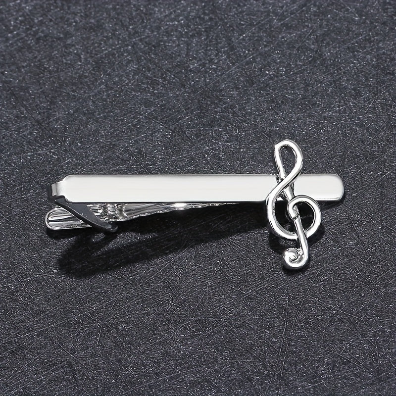Men's Musical Note Tie Clip Silver Business Tie Decor