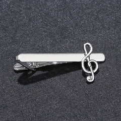 Men's Musical Note Tie Clip Silver Business Tie Decor