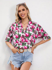 Fig Print Button Up Summer Shirt