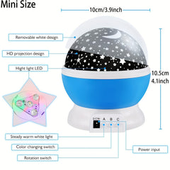 Star Night Light 12 Changing Lights Modes 360 Rotating Moon Star Projector