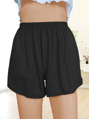 Solid Sleep Bottoms & Loose Side Split Elastic Waist Shorts
