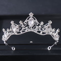 Silvery Crystal Tiara Crown for Women Girls Prom Quinceanera Hair Accessories