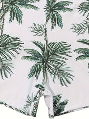 Girls Coconut Tree Graphic Swimwear Set for Summer Beachwear