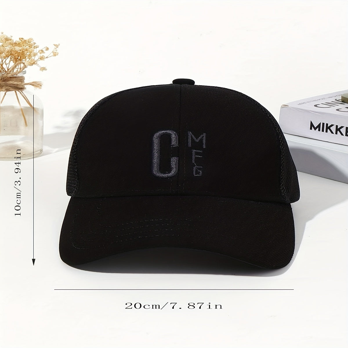 Letter Embroidery Mesh Trucker Hat Solid Cotton Breathable Baseball Cap