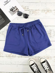Solid Drawstring Shorts Casual Elastic Waist Summer Shorts