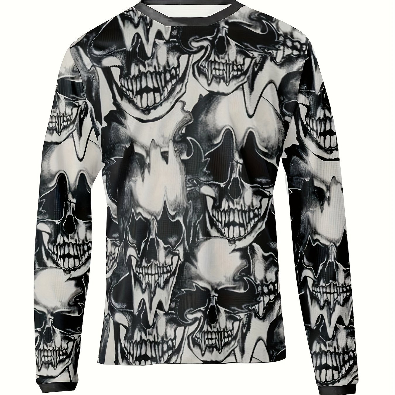 Skull All Over Print Men's Long Sleeve Novelty T shirt