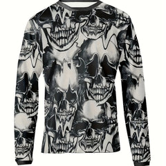Skull All Over Print Men's Long Sleeve Novelty T shirt