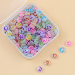 200pc Luminous Star Moon Acrylic Shape Beads For Jewelry Making
