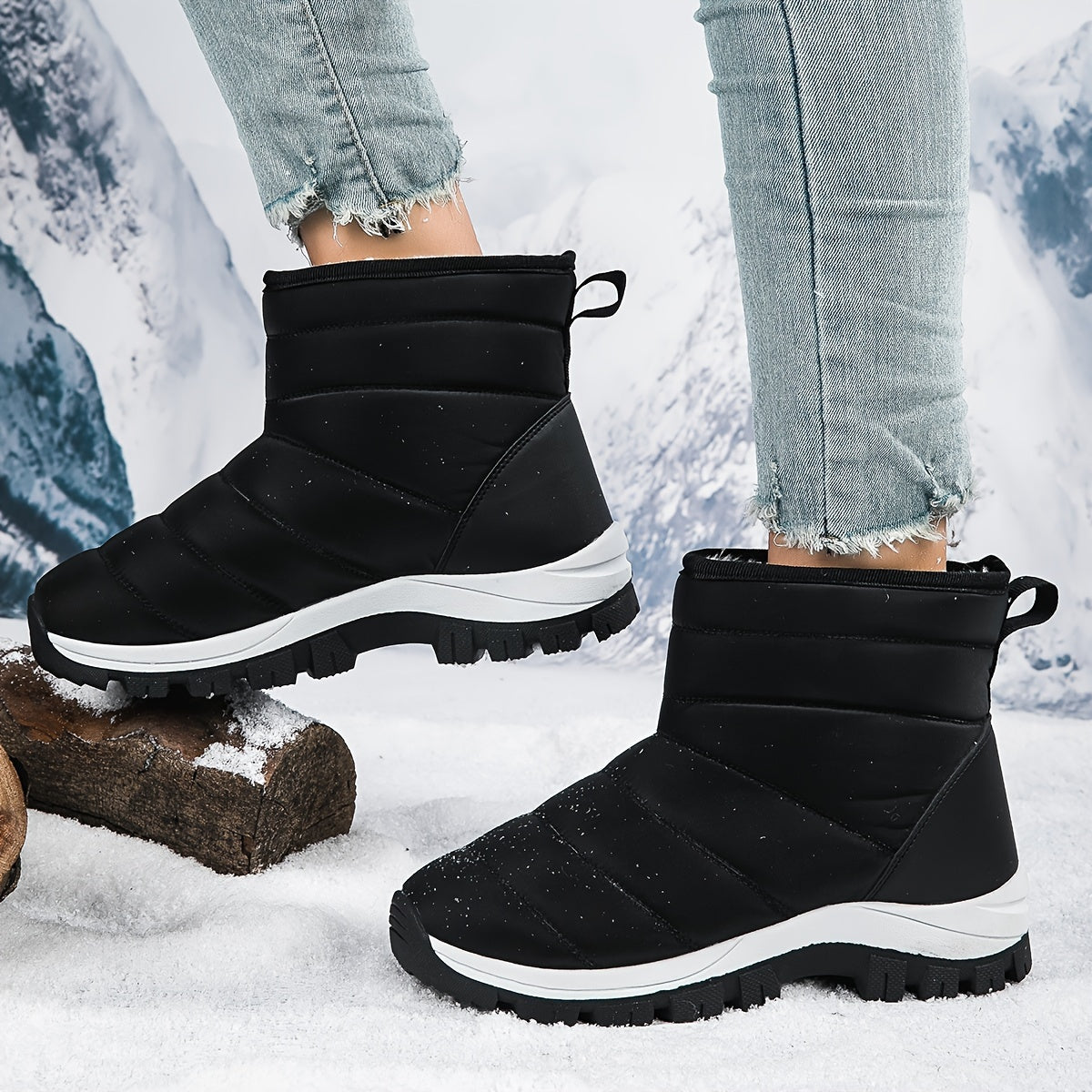 Waterproof Plush Lined Furry Thermal Snow Boots Fall Winter Keep Warm