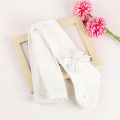 Girl's Non-slip Pantyhose with Bow Decoration