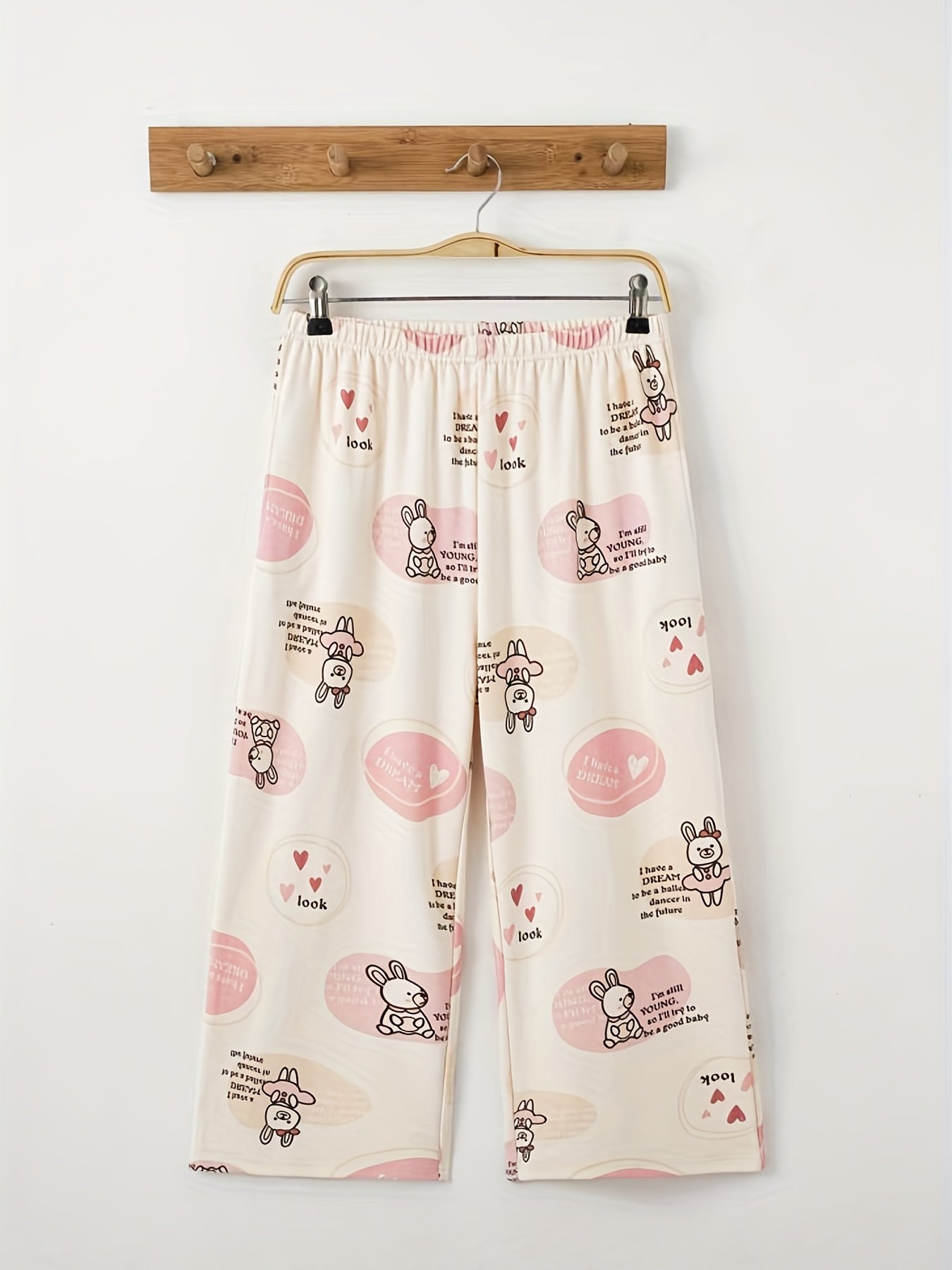 Bunny Print Pajamas Set Short Sleeve Top & Crop Pants