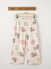Bunny Print Pajamas Set Short Sleeve Top & Crop Pants