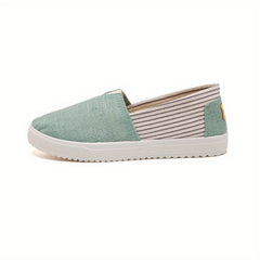 Women's Colorblock Canvas Shoes Slip On Flat Casual Walking Shoes
