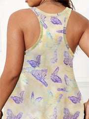 Butterfly Print Lounge Dress Racer Back Tank Nightdress