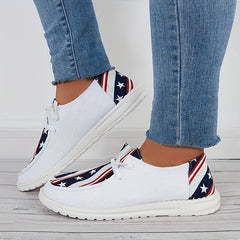 Women's American Flag Canvas Shoes Lightweight Outdoor Flats