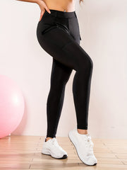 High Waist Yoga Leggings with Pocket Moisture Wicking Solid Tight