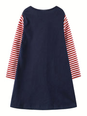 Christmas Cartoon Dress For Toddler Girls' Long Sleeve Playwear Dress