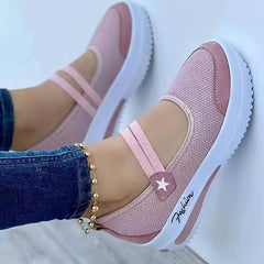 Women's Platform Hook & Loop Sneakers Casual Canvas Shoes