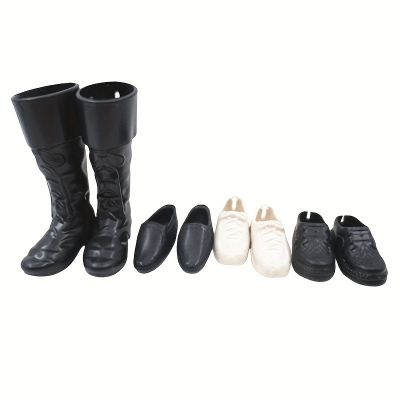 6 Pairs Men's Shoes Boots Sneaker Slipper Loafers Leather Shoes For Dolls
