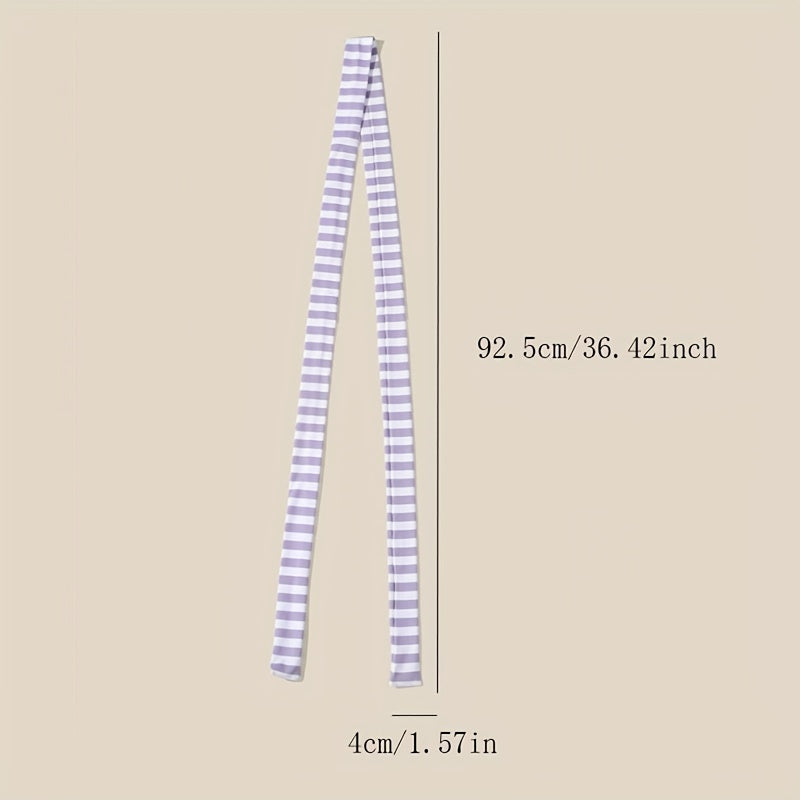 Purple Thin Scarf Stripes Pattern Four Seasons Wearable Scarves Accessories