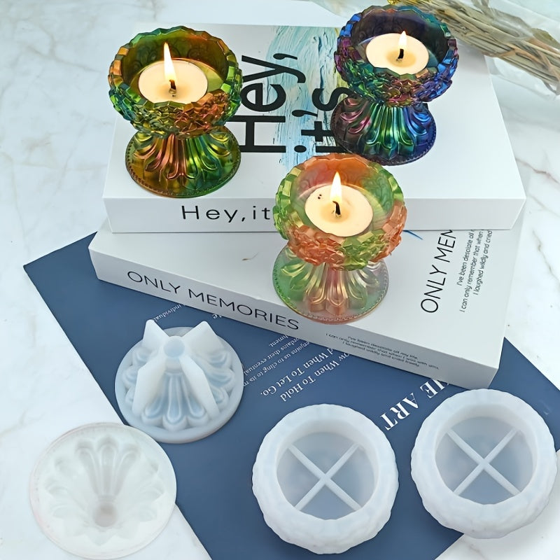 Tealight Candle Holder Resin Molds Set for Epoxy Casting DIY Wedding
