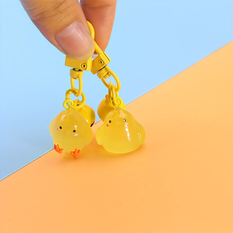 Mini Luminous Peace Chicken Key Chain Cartoon Animal Pendant Keyring