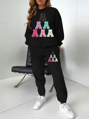 Women's Letter Print 2 Piece Set