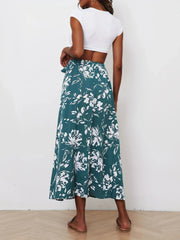 Floral Print Tie Waist Skirt for Spring & Summer
