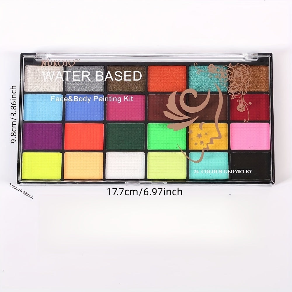 24 Water Soluble Body Paint Face Paint Stage Makeup Christmas Halloween