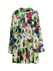 Tie Dye Long Sleeve Slim Fit Blazer With Pockets