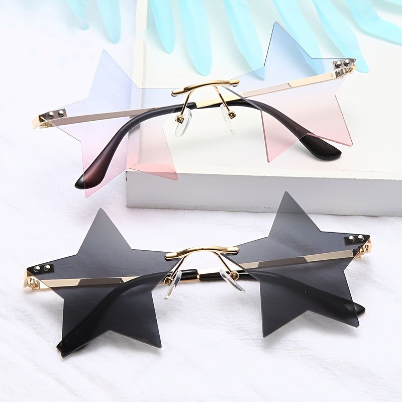 Colorful Star Sunglasses Rimless 90s Party Glasses