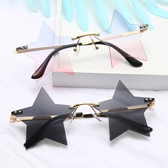 Colorful Star Sunglasses Rimless 90s Party Glasses