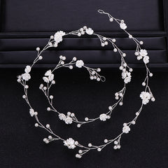 Faux Pearl & Flower Bridal Hair Vine