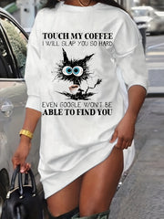 Women's Cute Cat Print Sweatshirt Dress