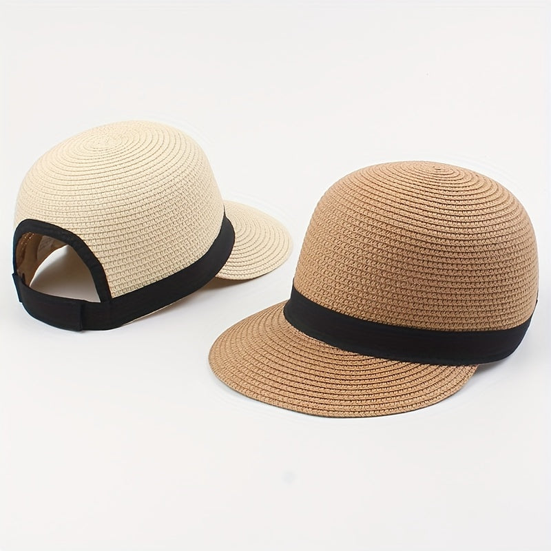 Men's Straw Woven Peaked Cap Equestrian Hat