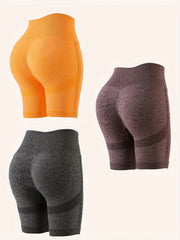 3pcs Seamless Solid Butt Lifting Shorts for Women
